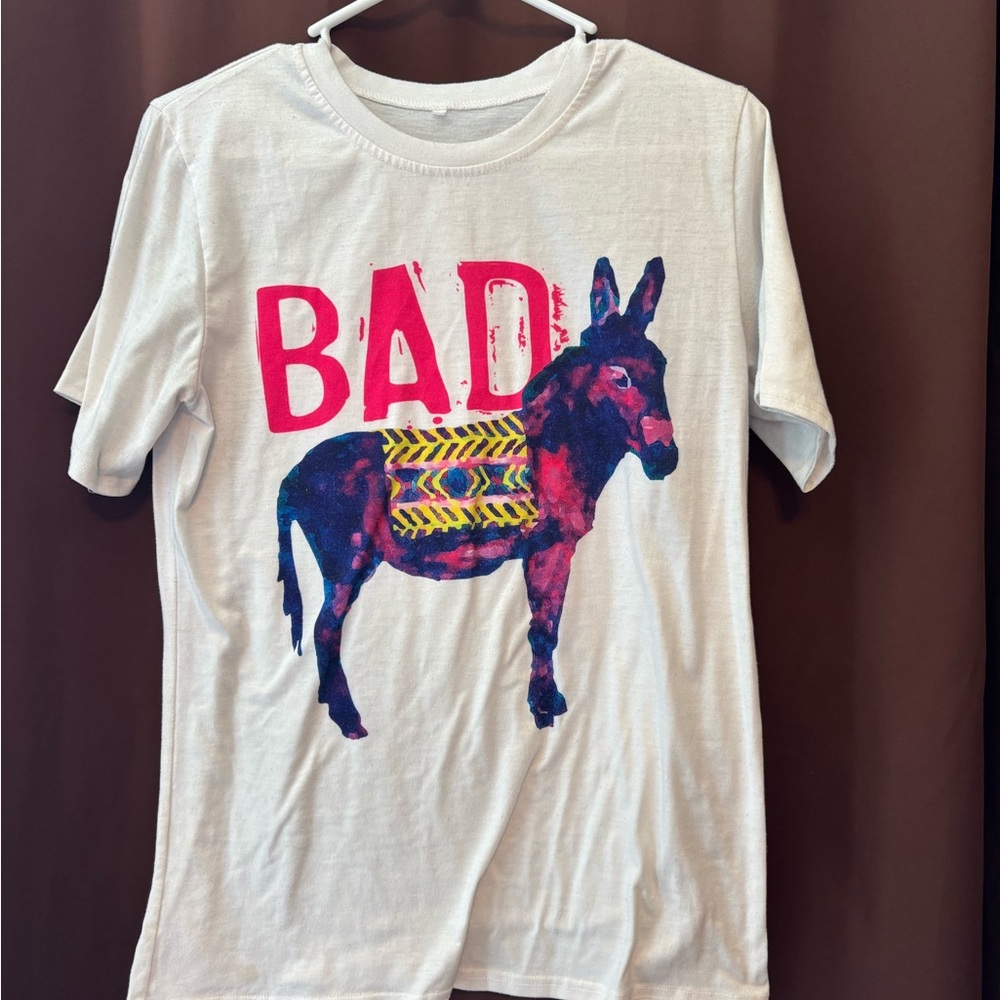 White Graphic 'BAD' Donkey Tee
